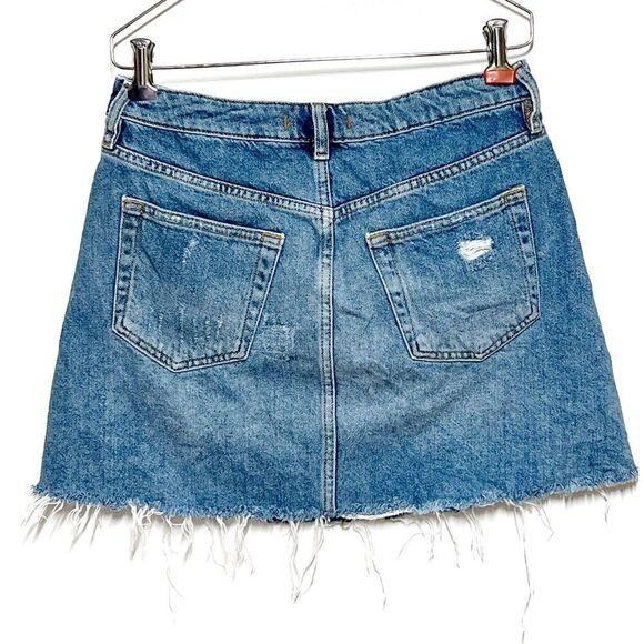 FREE PEOPLE | We The Free Harvey Denim A-Line Mini Skirt Distressed Size 28 - Picture 5 of 10